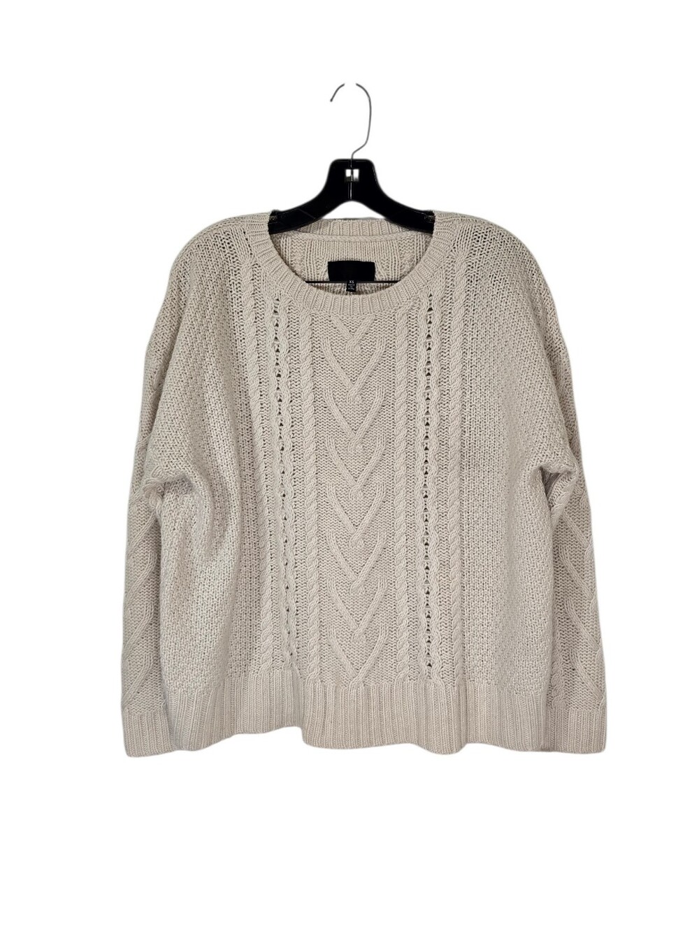 Nili Lotan Alpaca Silk Cashmere Blend Cream Cableknit Sweater Women's XS Crew
